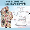 thumbnail image 4 of Oversized Wearable Blanket Hoodie,Pug Dogs with Pioneer Flower Sherpa Blanket Hoodie with Super Pockets,Super Warm Fuzzy Pullover for Women & Men, 4 of 6