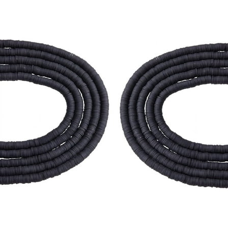 10 Strands 8mm Flat Round Polymer Clay Beads Black Loose Spacer Beads Handmade Disc Slice Heishi Bead for Earring Bracelet Necklace Making Jewelry