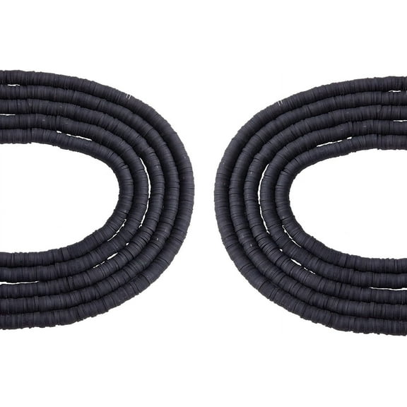 10 Strands 8mm Flat Round Polymer Clay Beads Black Loose Spacer Beads Handmade Disc Slice Heishi Bead for Earring Bracelet Necklace Making Jewelry