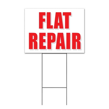 Flat Repair (18 x 24 ) Yard Sign Includes Metal Step Stake