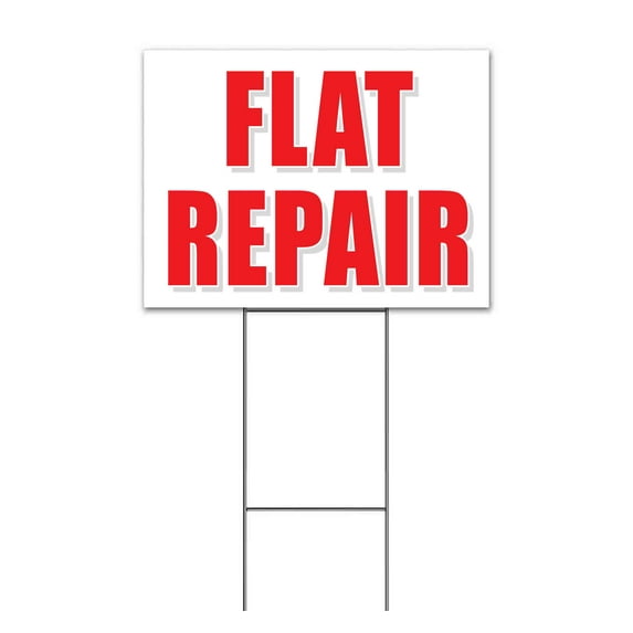 Flat Repair (18" x 24") Yard Sign, Includes Metal Step Stake