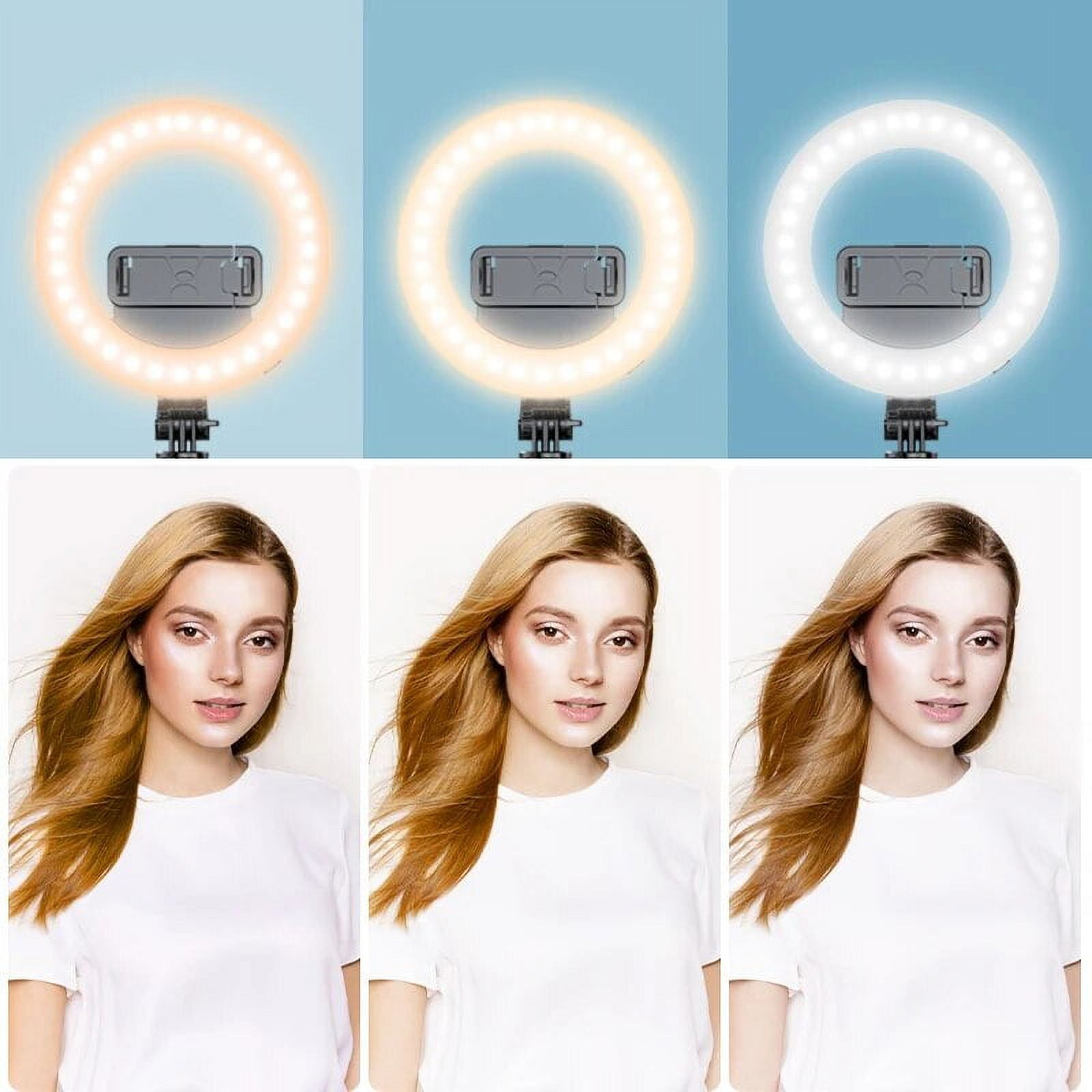 Selfie Ring Light with Selfie Stick Tripod Stand Phone Holder Portable Unplugged Dimmable LED Ring Light