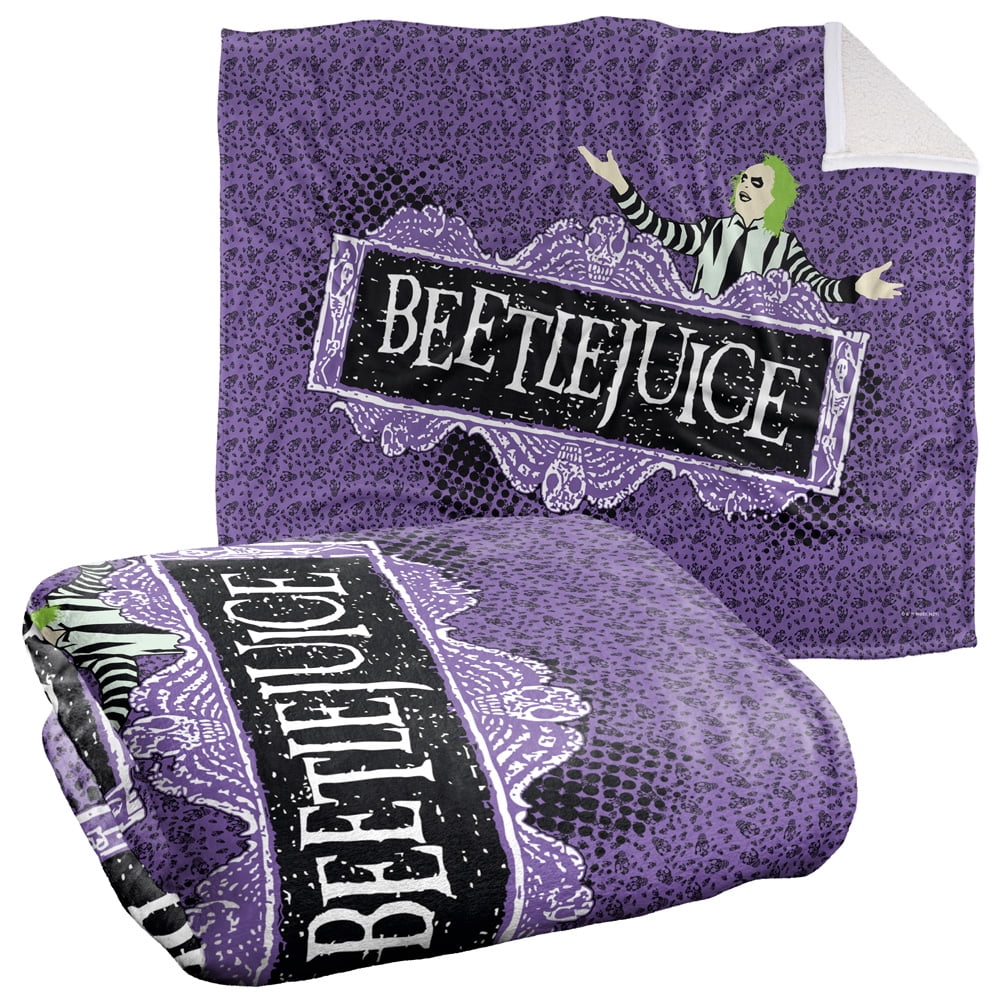 Beetlejuice Blanket, 50"x60", Logo Silky Touch Sherpa Back Super Soft