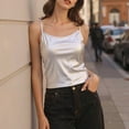 thumbnail image 2 of KHONTS Women's Metallic Shiny Camisole Disco Party Sleeveless Slim Fit Tanks Tops Rave Fashion Tunic Undershirts Silver XL, 2 of 4