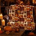 thumbnail image 4 of Soft Flannel Halloween Blanket, 39x27 Inch Lightweight Plush Lap Throw, Vintage Checkered Pumpkin Maple leaves for Autumn Home Decor, 4 of 6