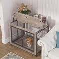 thumbnail image 2 of Pefilos 27 Inches Dog Crate Rustic Style Furniture Dog Cage Crate with Double Doors and Lift Top Heavy-Duty Kennel, Gray, 2 of 15