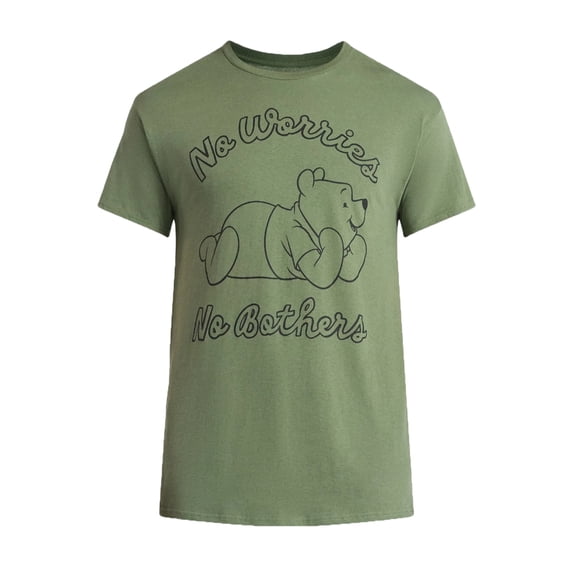 Men's Winnie the Pooh No Worries Green Graphic T-Shirt - Small