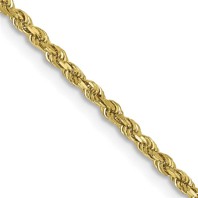 Quality Gold 10K014-26 10K Yellow Gold 1.75 mm Diamond-Cut 26 in. Rope Chain