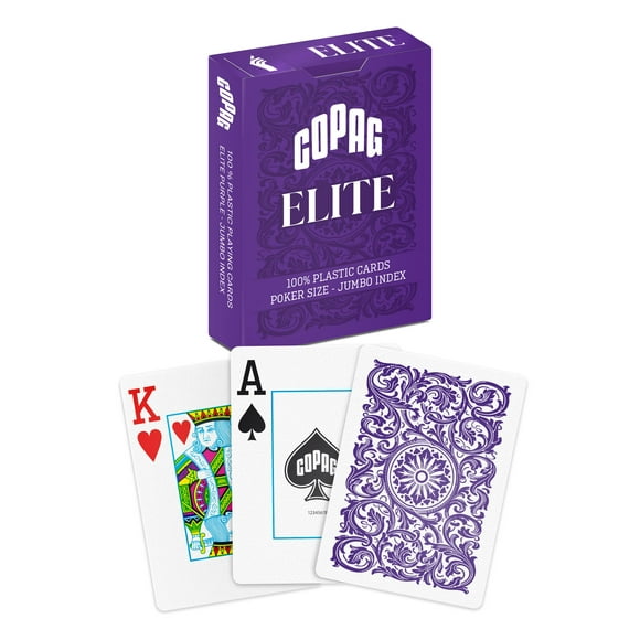 Copag Elite 100% Plastic Playing Cards, Poker Size Jumbo Index Single Deck (Purple)