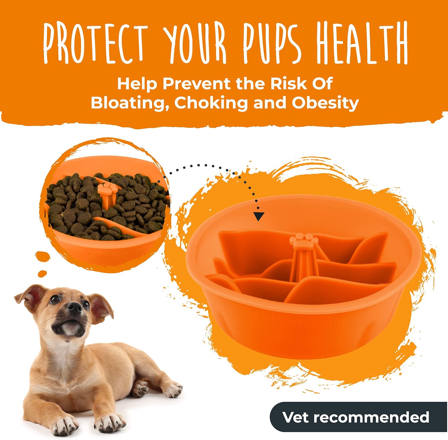 Mighty Paw Slow Feed Dog Bowl Insert Orange photo 4