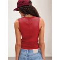 thumbnail image 6 of Womens Ribbed Tank Tops Summer Slim Fit V Neck Tops Casual Basic Knit Sleeveless Shirts Wine Red S, 6 of 7