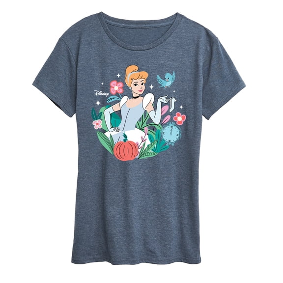 Disney - Cinderella Floral  - Women's Short Sleeve Graphic T-Shirt