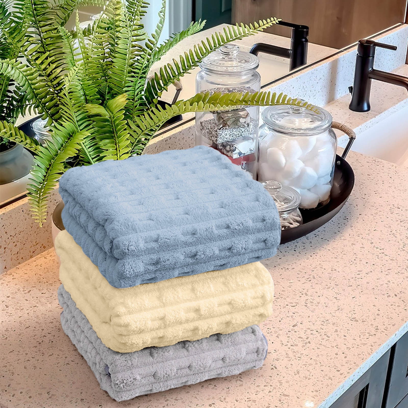 weibbin Hand Towels for Bathroom Set 3 Piece, Bath/ Face Towel Soft Highly Absorbent Towels for Adults and Children for Bathroom Kitchen