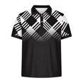 thumbnail image 4 of DDAPJ pyju Men Big and Tall Polos Shirt Short Sleeve Plaid Print Collared Tshirt Regular Fit Casual Golf Shirt Lightweight Business Office Tops Sales of The Day Black L, 4 of 6