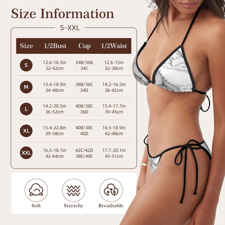 KLL Dragon Nest Sketch Print Bikini Set for Women,String Two Piece