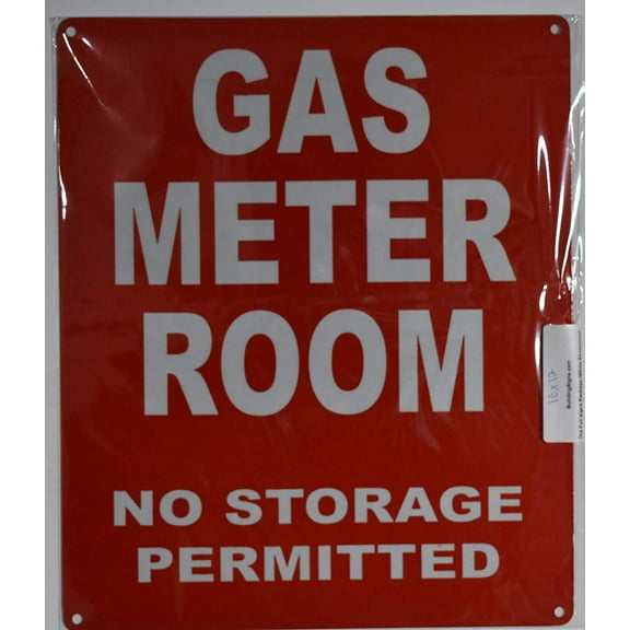 Gas Meter Room Sign (Red, Reflective, Aluminium 10x12)
