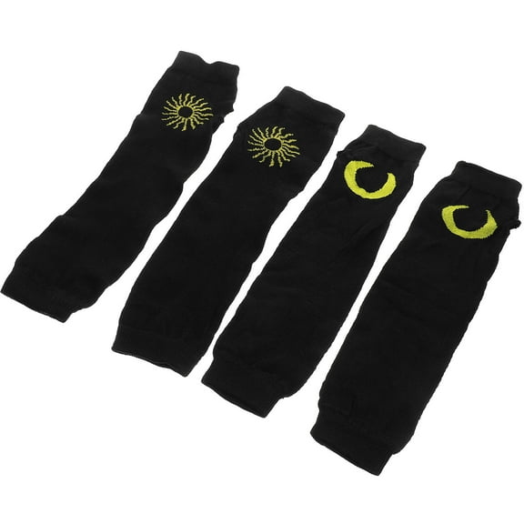 KONTONTY 2 Pairs Kids Fingerless Gloves Black Cosplay Arm Warmers Mitten Oversleeves for Boys and Girls