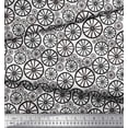thumbnail image 1 of Soimoi Black polyester Crepe Fabric Wheel Ethnic Print Fabric by Yard 52 Inch Wide, 1 of 1