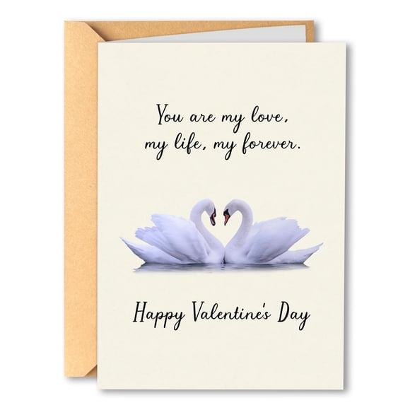 Tarjeta de aniversario PTRUKD Romantic Swan para esposa y esposo