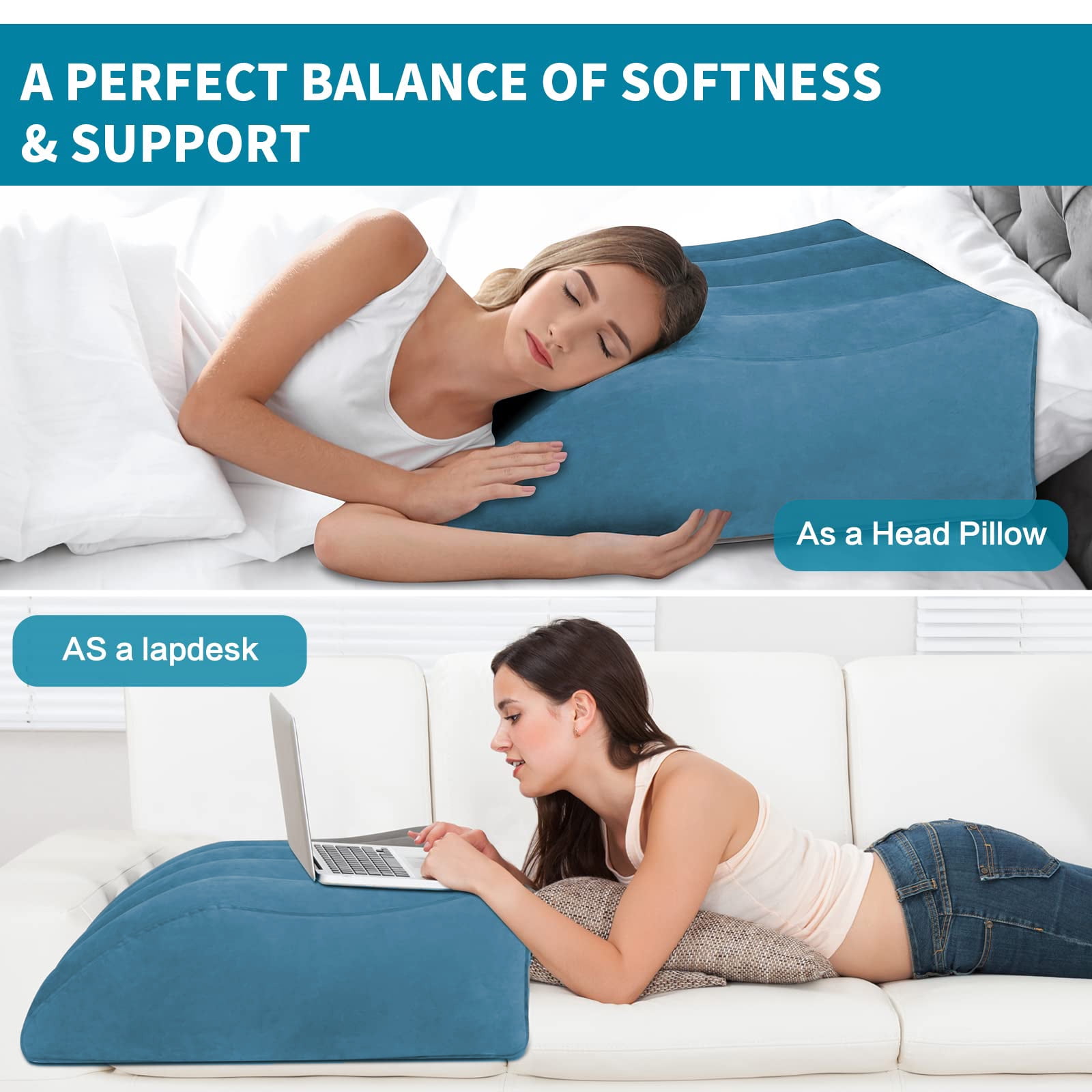 Yunnyp Inflatable Leg Rest, Leg Wedge Pillow for Raising Legs and Kneehelps Relieve Edema - Improves Blood Circulation, Light and Portable