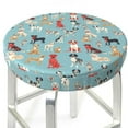 thumbnail image 3 of Xecao's Animal Dog Print Stool Covers offer stylish, washable protection for PU round bar stools, perfect for home or commercial use., 3 of 7