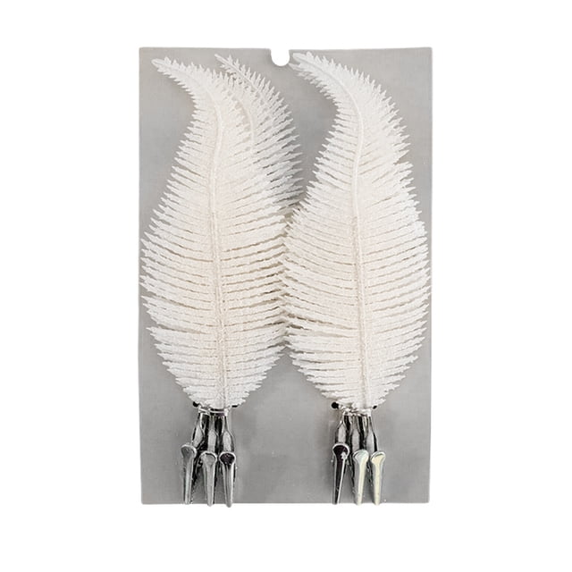 Inteprter Adorno de plumas de Navidad de plástico de 6 piezas, adorno extraíble para fiestas en la sala de estar, accesorios de decoración para Kits de decoración para fiestas Blanco Inteprter HA002320-04