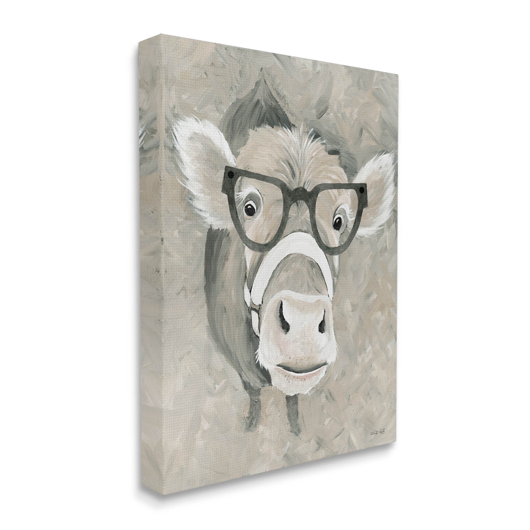 Stupell Industries Farm Cattle Glasses Spectacles Painting Gallery Wrapped Canvas Print Wall Art, Design by Cindy Jacobs