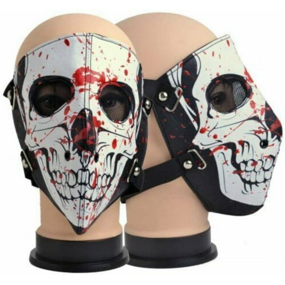 Skull mask leather Motorcycle Black