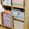 thumbnail image 2 of ANMINY Stackable Lace-Design Storage Bins, Blue, 6 Count Pack, 2 of 7