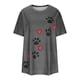 thumbnail image 3 of ICHUANYI Clearance Women Round Neck Print T- Fashion Comfortable Female Blouses Tops(Gray, S) ICHUANYI WER2023081007099, 3 of 4