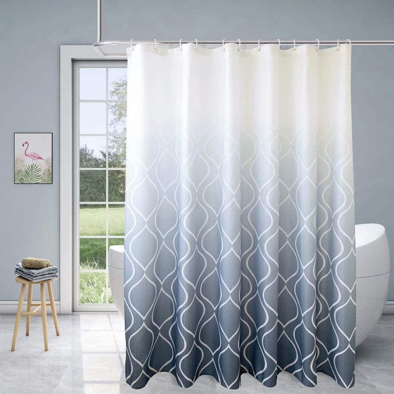 6*6ft Blue Horse Fabric Shower Curtain w/12 Hooks Bath Mat Complete Bathroom Set 
