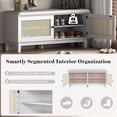thumbnail image 5 of Wohh Boho Rattan Entryway Bench with Storage, Cushioned Shoe Bench with Double Doors, Wooden Shoe Organizer Bench for Entryway and Hallway,Beige, 5 of 11