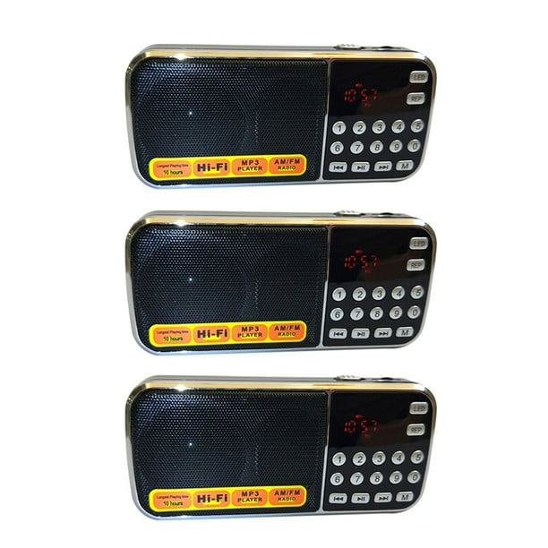 3X L-088AM Doble Banda Recargable PortáTil Mini Bolsillo Digital Auto Scan Receptor de Radio AM FM con Reproductor de Audio MP3 Altavoz