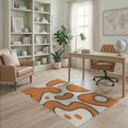thumbnail image 2 of ODIKA 4'x6' Orange Black Mid Century Modern Design Washable Area Rug Abstract Kwaito Style with Fluid Shapes for Dorm Room, Small Living Stain Resistant Low Profile, Easy Care, 2 of 7