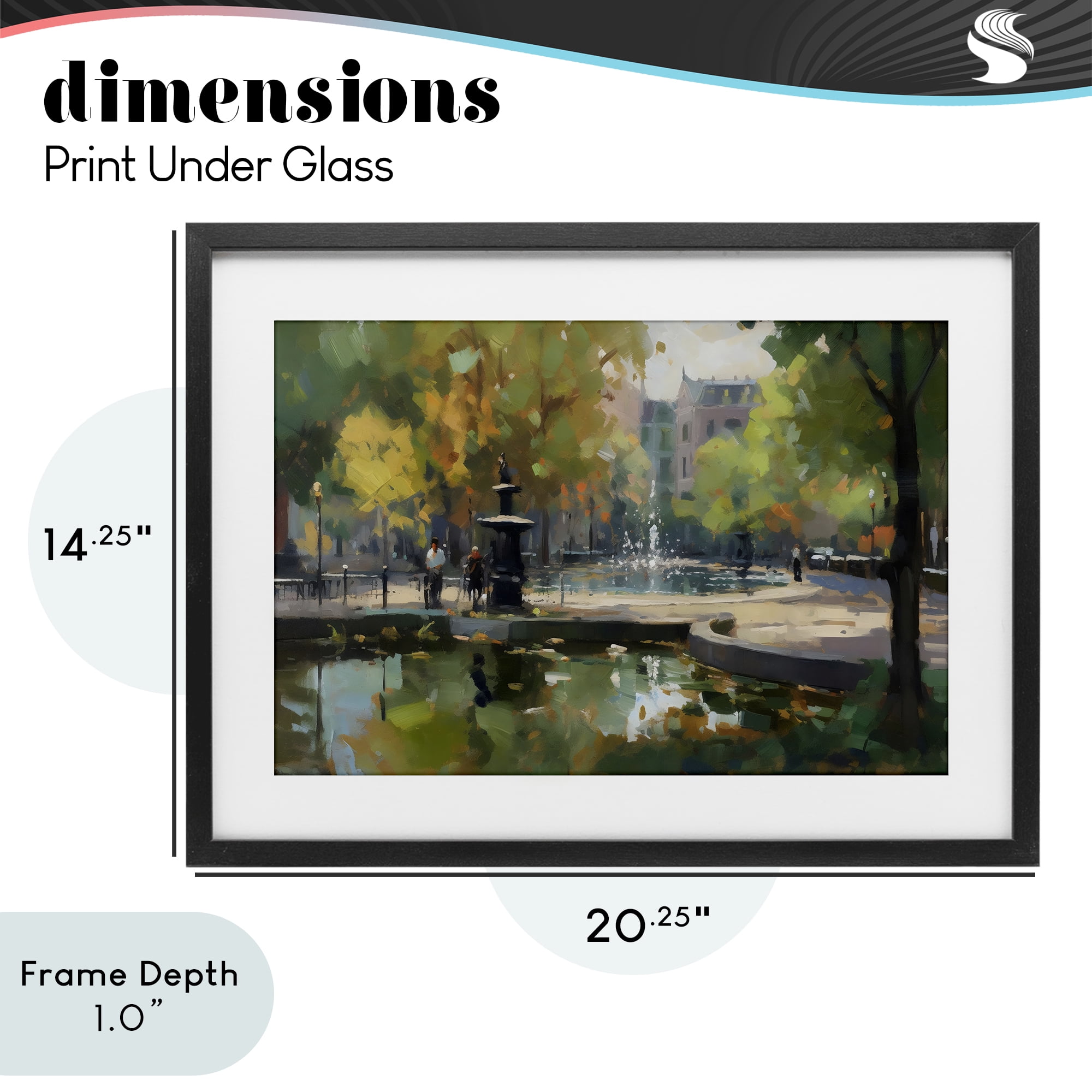 Stupell Industries Autumn Reflections at Park Fountain Black Framed Print Under Glass, design by Creative Studio