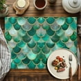 thumbnail image 2 of Placemats Set of 6, Green Grey Mermaid Scales Place Mats Gold Waves Lines Tablemats Washable Placemat Table Decoration for Kitchen Table Dinner Party Home Decor Indoor Outdoor 13x19 Inch, 2 of 9