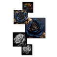 thumbnail image 3 of Designart "Glam Golden Rose On Black I" Floral Rose Metal Art Print Set, 3 of 5
