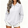 thumbnail image 3 of Casual Sweatshirt for Women Zaewscy Women's /Winter Casual Long-Sleeve Hooded Sweatshirt With Zipper And Lapel Collar White XL, 3 of 7