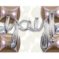thumbnail image 3 of " Yay! " Foil Balloon +4D Cubes Air Anniversary Silver Gold Grad Graduation, 3 of 6
