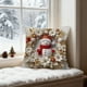 thumbnail image 1 of Funda de cojín navideña de lino | Funda de cojín para sofá de 45 x 45 cm | Estampado 3D de Papá Noel, reno, muñeco de nieve y árbol | Decoración en rojo, blanco y dorado, 1 of 5