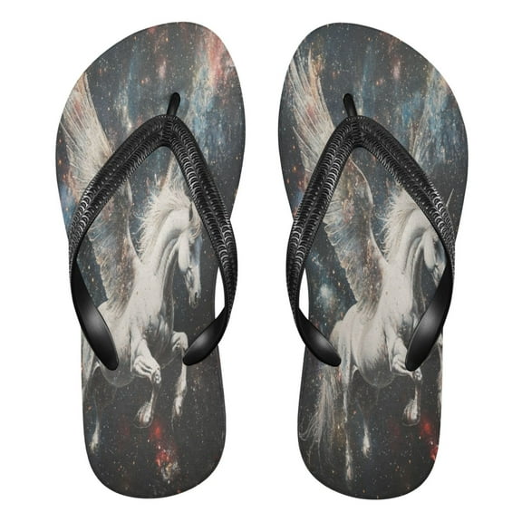 YAZAOOSummer Flip Flops Creatively Unicorn in Space Simple Beach Sandals