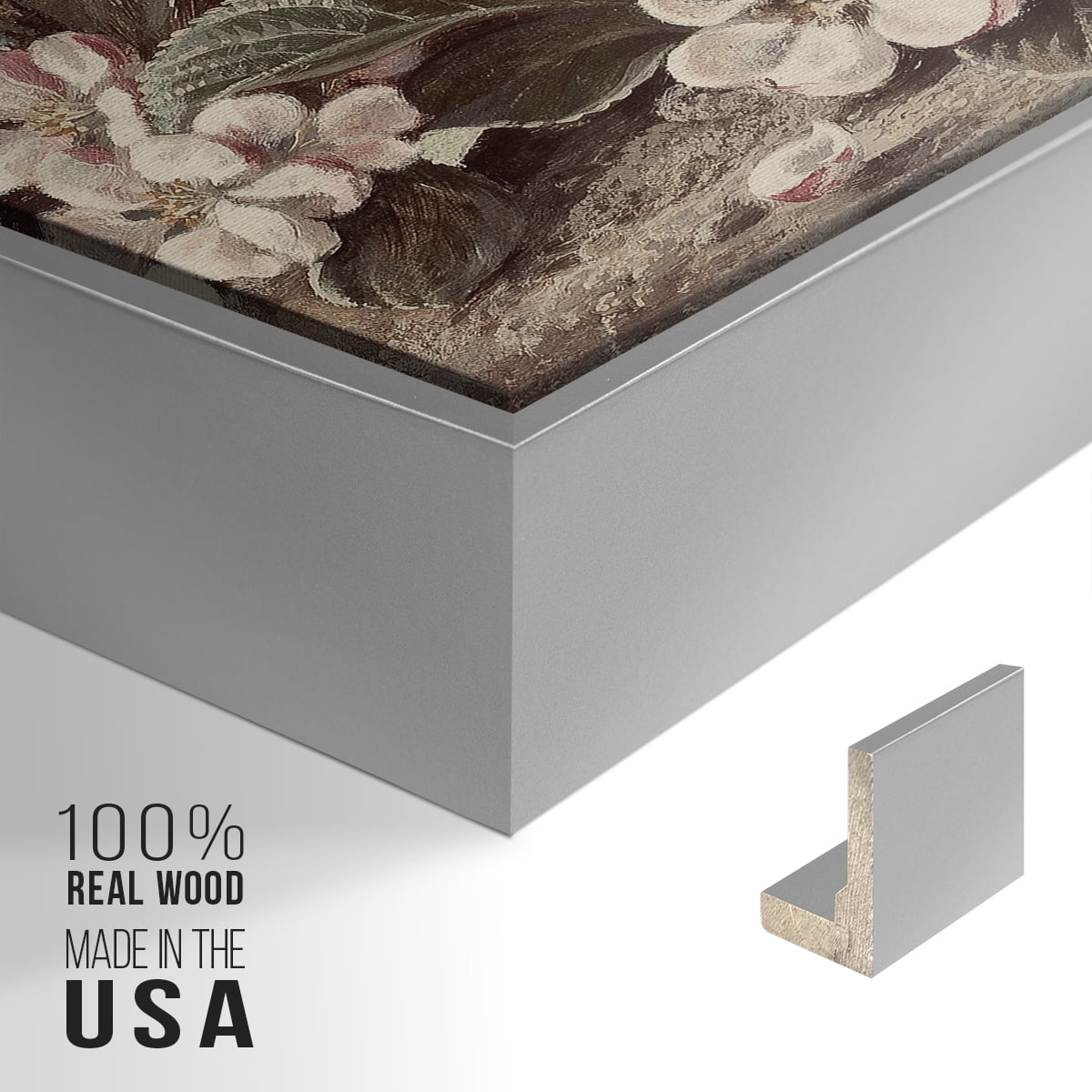 Vintage Botanical Print-LI By Wexford Home Framed in Silver Wood Gallery Wrapped Canvas 25 in. x 37 in.