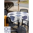 thumbnail image 5 of Outdoor Tablecloth with Umbrella Hole for Patio/Picnic/Party/Camping, Grey Purple Moroccan Waterproof Table Cloth Square Cover Washable, Retro Bohemia Geometric Pattern (60"x 60"), 5 of 8