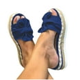 thumbnail image 2 of HWRETIE Bowknot Wedge Sandals - Women Bowknot Beach Summer Slippers Platform Slope Heels Plus Size Shoes Memory Foam Indoor Slide Slippers, 2 of 8