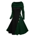 thumbnail image 3 of SMihono Fashion Dresses for Women Fashion Solid Casual Long Sleeve Cowl Neck Drawstring Dress Jersey Dress Spring Dresses for Women 2025 Green 10, 3 of 4