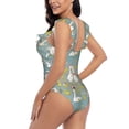 thumbnail image 5 of Yiaed Cute Farm Birds Print Women's Ruffled One Piece Swimsuit V Neck Swimwear Slimming Monokini for Woman-Large, 5 of 8