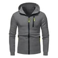 thumbnail image 1 of HBFAGFB Mens Hooded Versatile Sweatershirt Fall Lightweight Jackets with Zipper Pocket Grey Size 3XL, 1 of 3