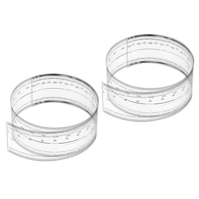 Uxcell Film Flexible Ruler 40cm 0.1mm Scale with R Angle and Width Lines Clear PET Plastic Folding Straight Ruler for Factory, Transparent, 2 Pcs
