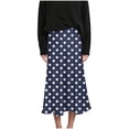 thumbnail image 5 of Summer Maxi Skirts for Women Satin Fashion Boho Long Skirt Trendy Floral High Waist A Line Beach Skirt Vacation Outfit Navy S, 5 of 7