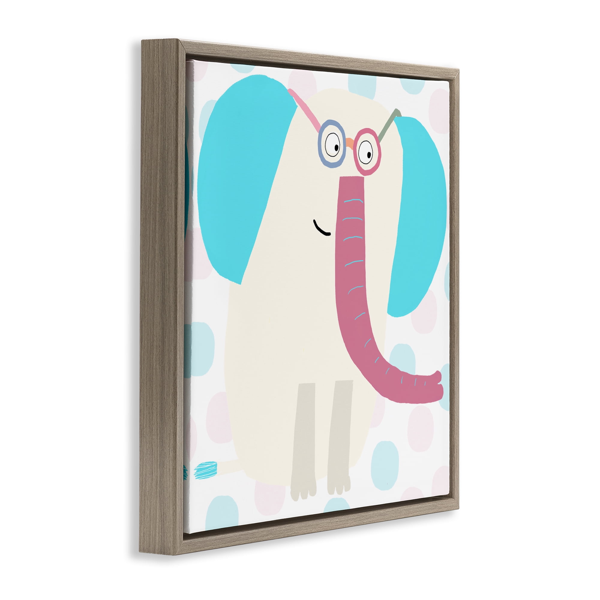 Stupell Industries Electric Blue Elephant Brown Framed Floater Canvas Wall Art, design by Carla Daly
